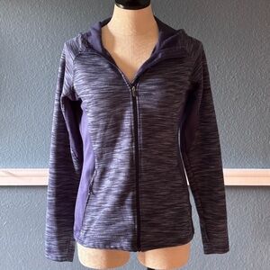 Columbia Women's Full Zip Hoodie Funnel Neck Sweatshirt Purple Space-Dyed